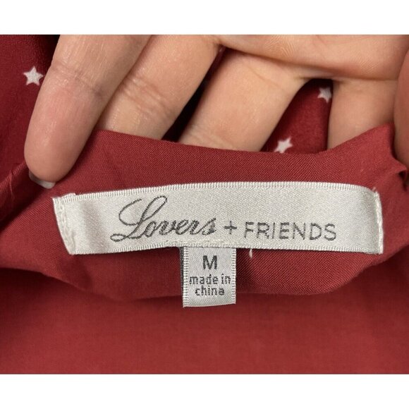 Lovers + Friends Rust Red Basil Mini Star Novelty Print Ruffle Hem Dress Size M - Picture 6 of 8